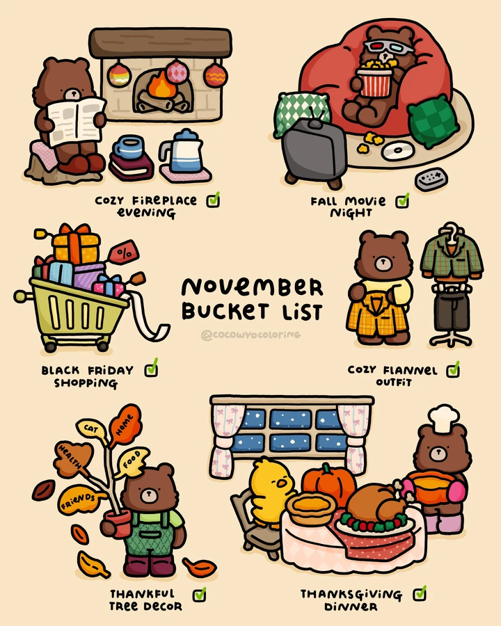 Ein Gratis-Ausmalbild für die November-Bucketlist