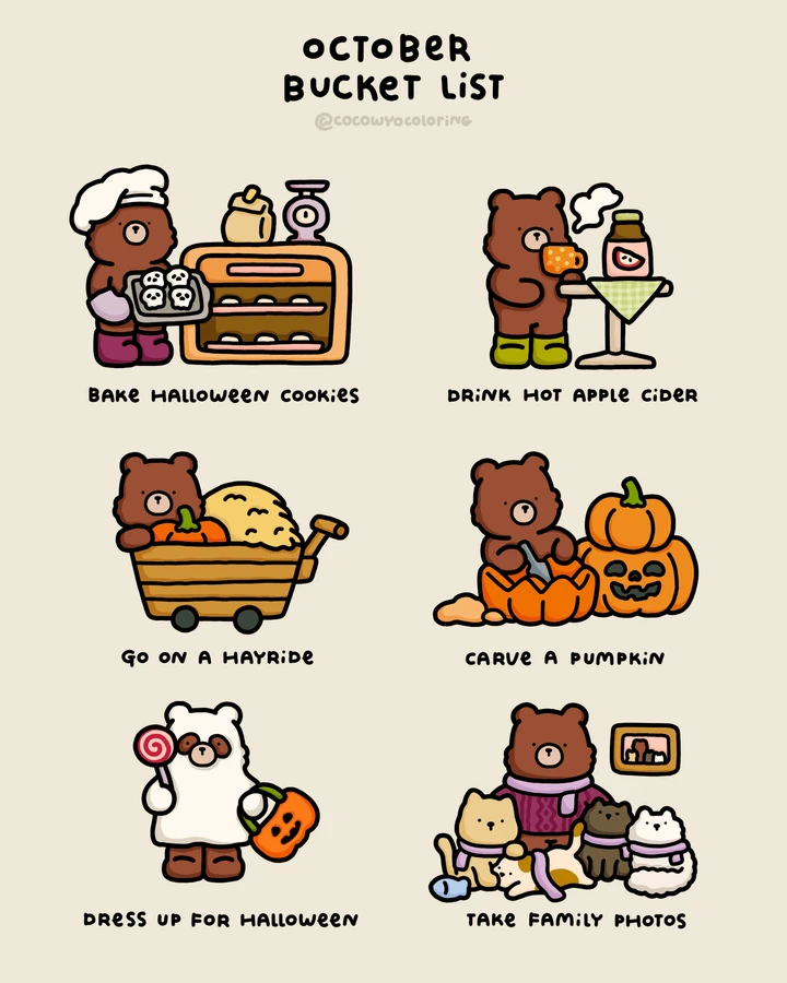 Ein Gratis-Ausmalprogramm für die Oktober-Bucketlist