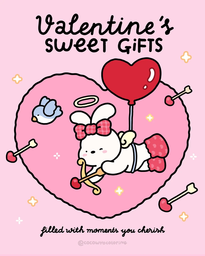 Ein süßes Geschenk zum Valentinstag zum Ausmalen, kostenlos